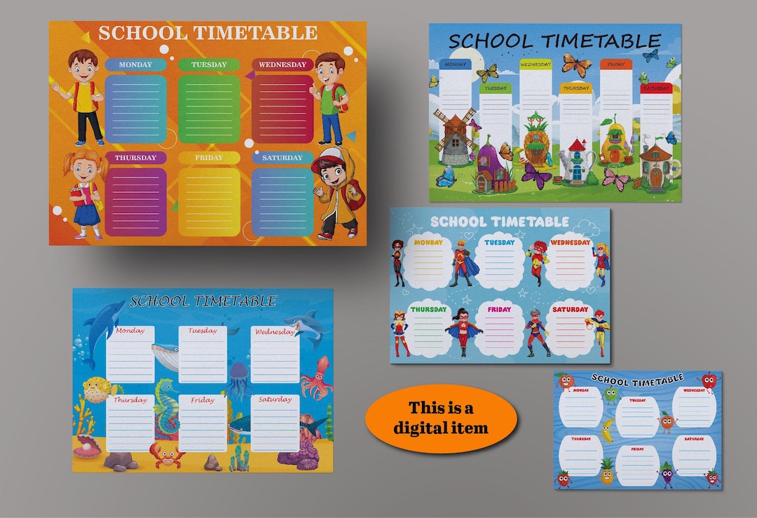 School Timetable, Printable Weekly Planner, Stylish Weekly Planner ...