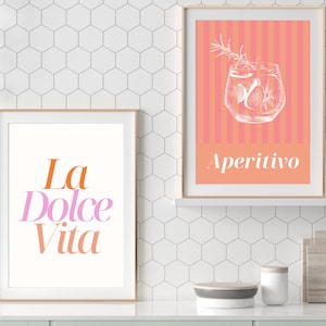 Set van 2 Aperitivo & La Dolce Vita afdrukbaar, Bar Cart Wall Decor, Aperitief Poster, Keuken Wall Art Decor, Art Print, Italiaanse printkunst