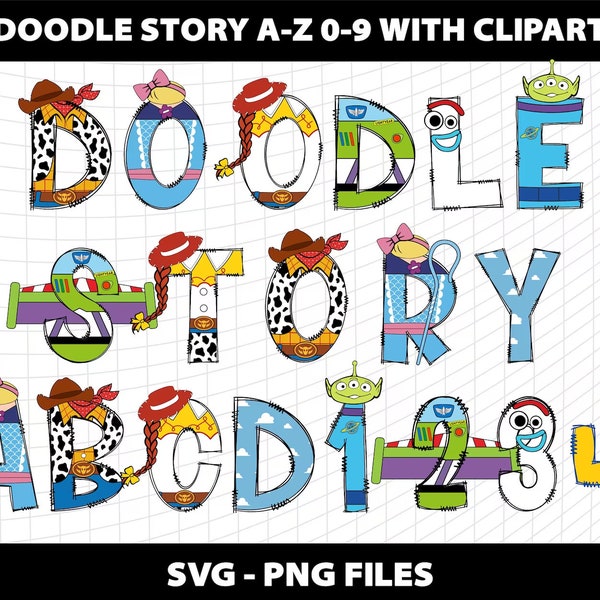Doodle Story Svg Letters Alphabet Font Doodle Story Bundle Sublimation Svg Design Download Digital File Template Commercial use