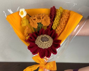 Bunter Blumenstrauß | gehäkelte Blumen | nachhaltig | langlebig | Sonnenblumen | Geschenk Strauß | Trockenblume | mehrfarbig | Geschenkidee