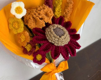 Bunter Blumenstrauß | gehäkelte Blumen | nachhaltig | langlebig | Sonnenblumen | Geschenk Strauß | Trockenblume | mehrfarbig | Geschenkidee