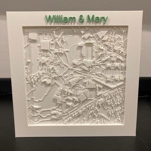 Carte du campus William et Mary - Cadeau universitaire unique