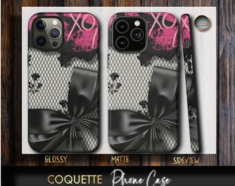 Elegant IPhone Case, Unique Phone Cover  with Lace and Bows, Goth Themed