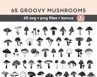 Mushroom SVG Bundle: Hippie Clipart for Cricut (Digital Download)