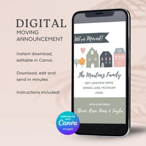Modèle numérique de faire-part de déménagement pour le texte sur mobile, faire-part de nouvelle adresse, carte postale nous avons déménagé pour téléphone, nouvelle carte maison art de la ferme