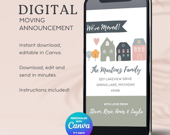 Farmhouse Moving Announcement Template: New Home Card (Digital Download)