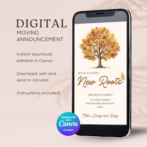 Fall Moving Announcement Digital Template for Text, New Address Announcement, Autumn Home, New Roots Moving Postcard, We&#39;ve Moved Card