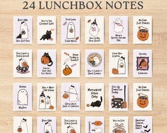 Halloween Lunchbox Notes Printable – Cute & Spooky Lunch Box Cards for Kids | 24 Instant Download Lunch Notes | Fun Fall School Printable