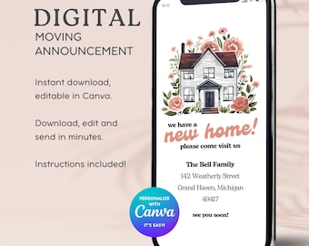 Farmhouse Moving Announcement: Chic New Home Card (Digital Template)