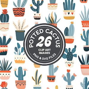 Paquete de cactus svg, Suculento svg Clipart png & svg para Cricut, Boho svg, Trendy svg Cactus Clipart, Cactus Flower svg Archivo Cactus suculentos