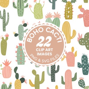 Bundle de cactus svg, succulentes svg Clipart png & svg pour Cricut, Boho svg, svg tendance Cactus Clipart, fichier svg fleur de cactus cactus succulentes