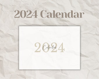 2024 Monthly Calendar / A4 29.7 x 21.0 cm / minimalist, white / Sunday Start / Printable PDF