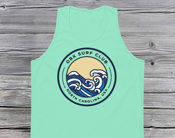 Outer Banks North Carolina retro grafische tanktop, vintage OBX unisex comfortkleuren zomershirt