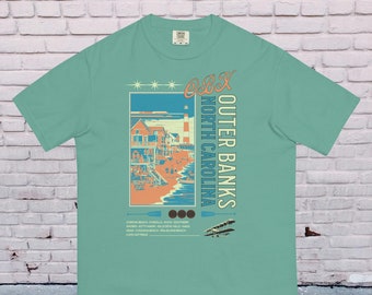 Outer Banks North Carolina Retro Graphic Tee, Vintage OBX Unisex Comfort Colors Summer Shirt