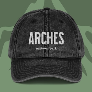 Chapeau de papa brodé vintage du parc national des Arches, chapeau de parc national, cadeau d&#39;amant de plein air pour fille granola