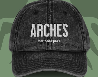 Sombrero de papá lavado vintage bordado del Parque Nacional Arches, Sombrero del Parque Nacional, Regalo de amante al aire libre de niña granola