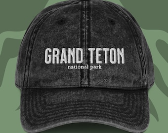 Grand Teton National Park Embroidered Vintage Wash Dad Hat, National Park Hat, Granola Girl Outdoor Lover Gift