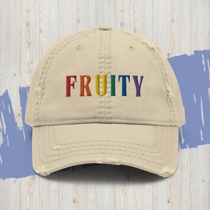 Fruity Embroidered Pride Hat, Rainbow Embroidered Unisex Pride Dad Hat, Fruity Pride Hat, Bisexual Men, Fruity Sapphic Hat