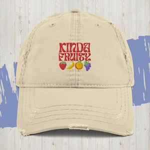 Kinda Fruity Embroidered Pride Hat, LGBTQ Funny Unhinged Pride Dad Hat, Fruity Bisexual Pride Hat