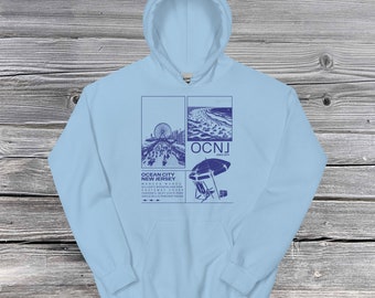 Bluza z kapturem Ocean City Beach New Jersey Retro, Bluza letnia Vintage Ocean City