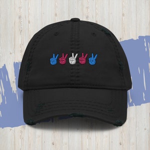 Trans Pride Peace Zeichen Bestickter Papa Hut, Transgender Pride Hut, Queer Pride Geschenk