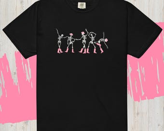 Skeleton Cowgirl Halloween Comfort Colors Tee, Pinky Cowgirl Dancing Skeleton Shirt, Halloween Cowgirl Shirt