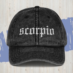 Scorpio Embroidered Vintage Baseball Hat, Emo Rock and Roll Zodiac Hat