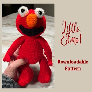 Wzór szydełkowy na Małego Elmo, lalka-postać amigurumi, Ulica Sezamkowa