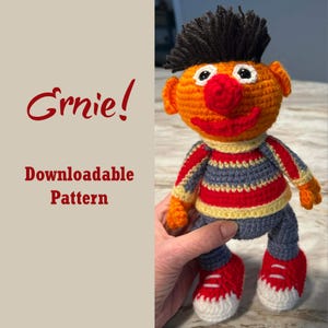 Ernie Crochet Pattern, Amigurumi, Doll, Sesame Street Character
