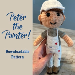 Lalka Piotruś Malarz, wzór szydełkowy, wzór amigurumi