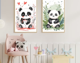Panda-Poster für Kinder | Wandkunstdruck | Digitaler Download