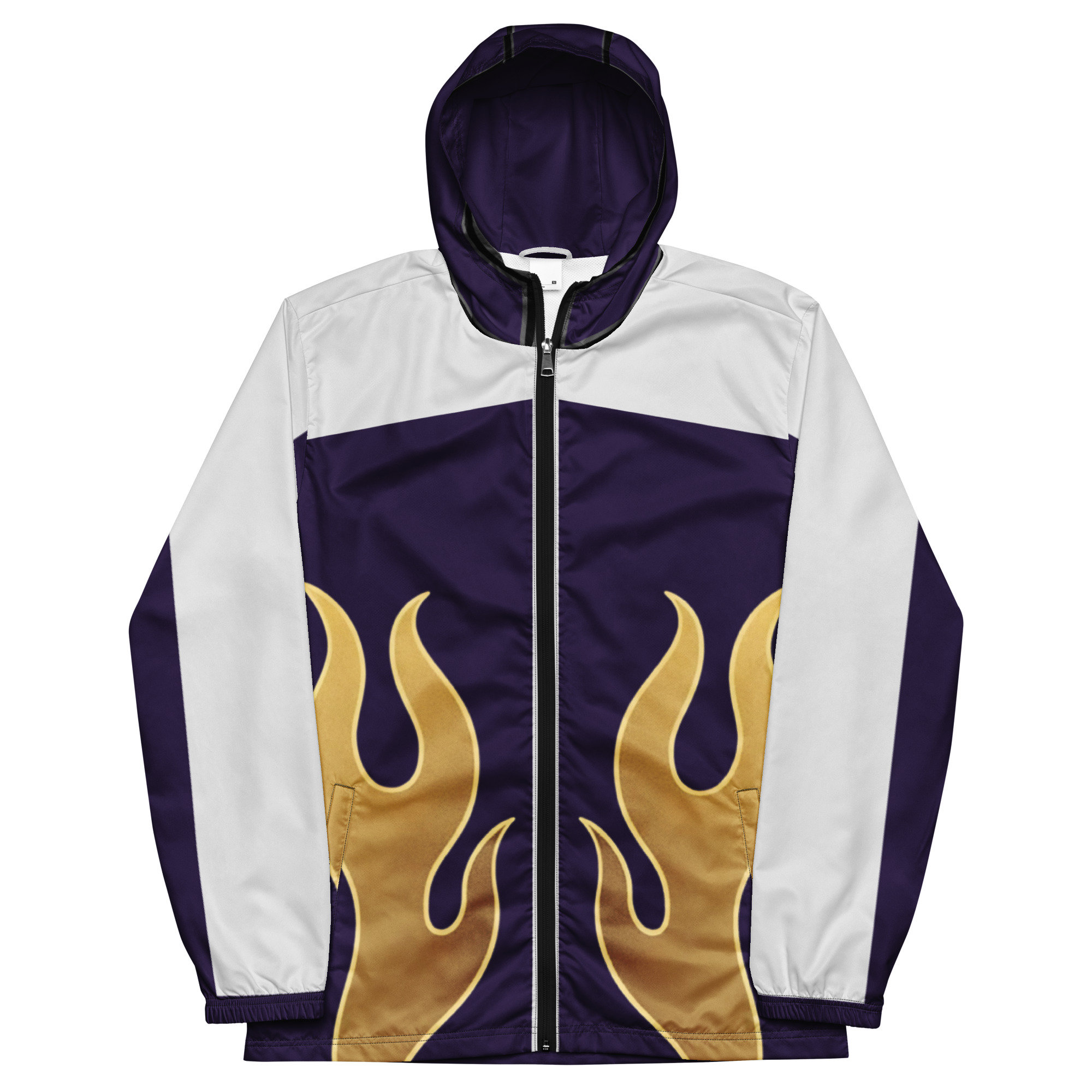 Flame Design Retro Fighting Style Windbreaker Jacket Hoodie Flame Design Retro Fighting Style Windbreaker Jacket Hoodie