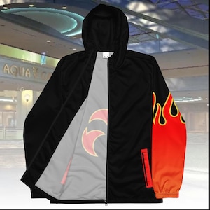 ウェア Kazuya Flame Design Retro Fighting Style Windbreaker Jacket Hoodie