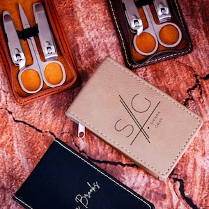 Personalized Manicure Set, Leather Manicure Set, Nail Care, Grooming Set, Leather Beauty Case, Manicure Gift Set, Engraved Manicure Set