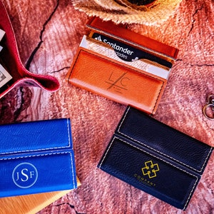 Porte-cartes de visite personnalisé, Porte-cartes de visite personnalisé, Porte-cartes de visite en cuir pour homme, Cadeau collègue, Cadeau de Noël