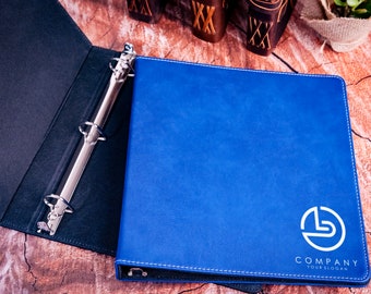 Personalized Binder, Custom Logo Binder, Leather Binder,  3-Ring Binder, Business Gift, Graduation Gift, Office Gifts, Corporate Gift