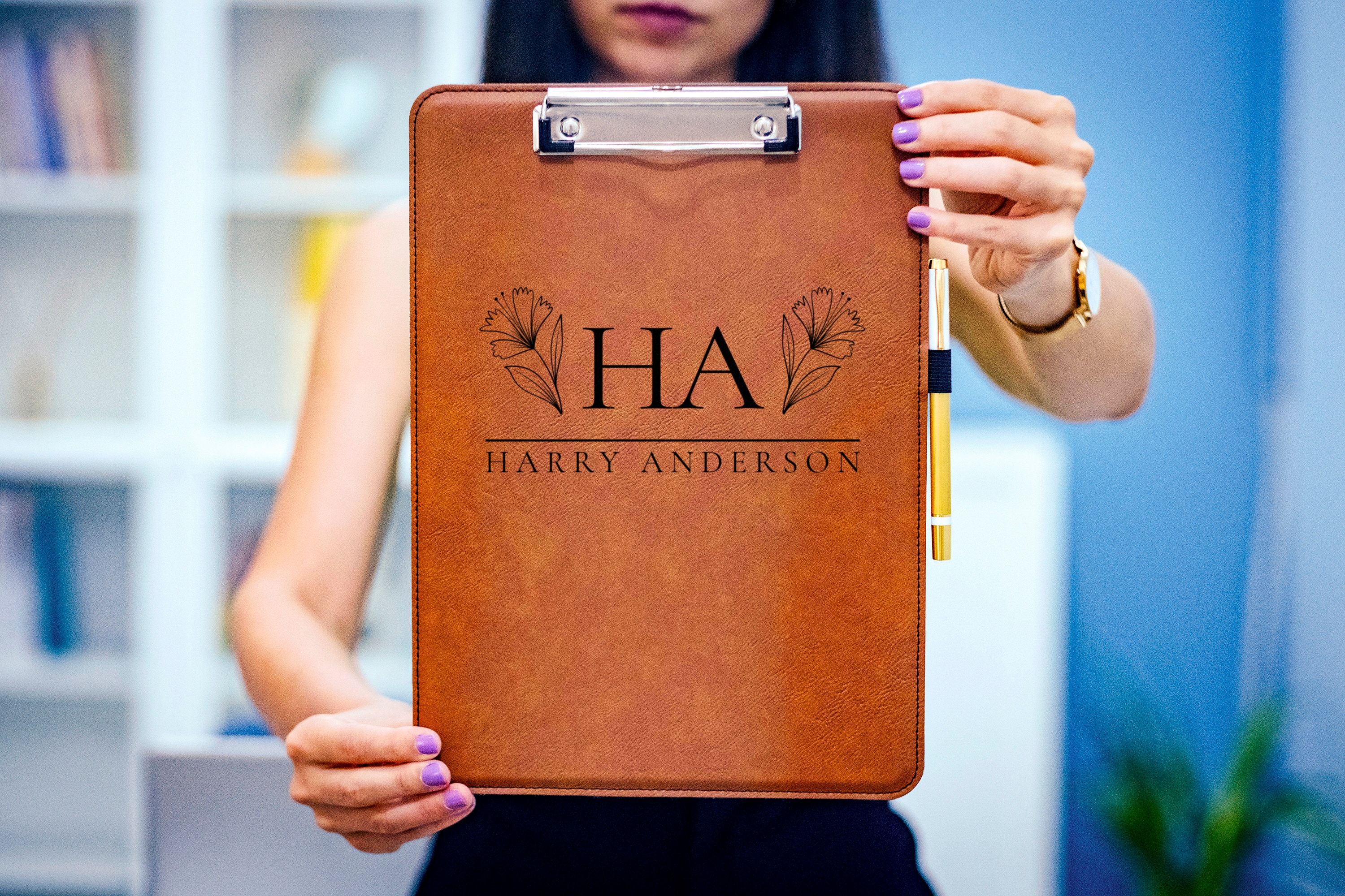 Custom Company Logo Clipboard, Engraving Leather Clipboard