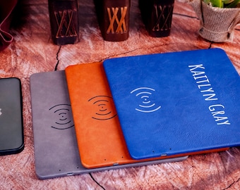 Personalized Wireless Charger Pad, Custom Charger Mouse Pad, Engraved Wireless Mouse Pad, Leather Charger Pad, Desk Accessories