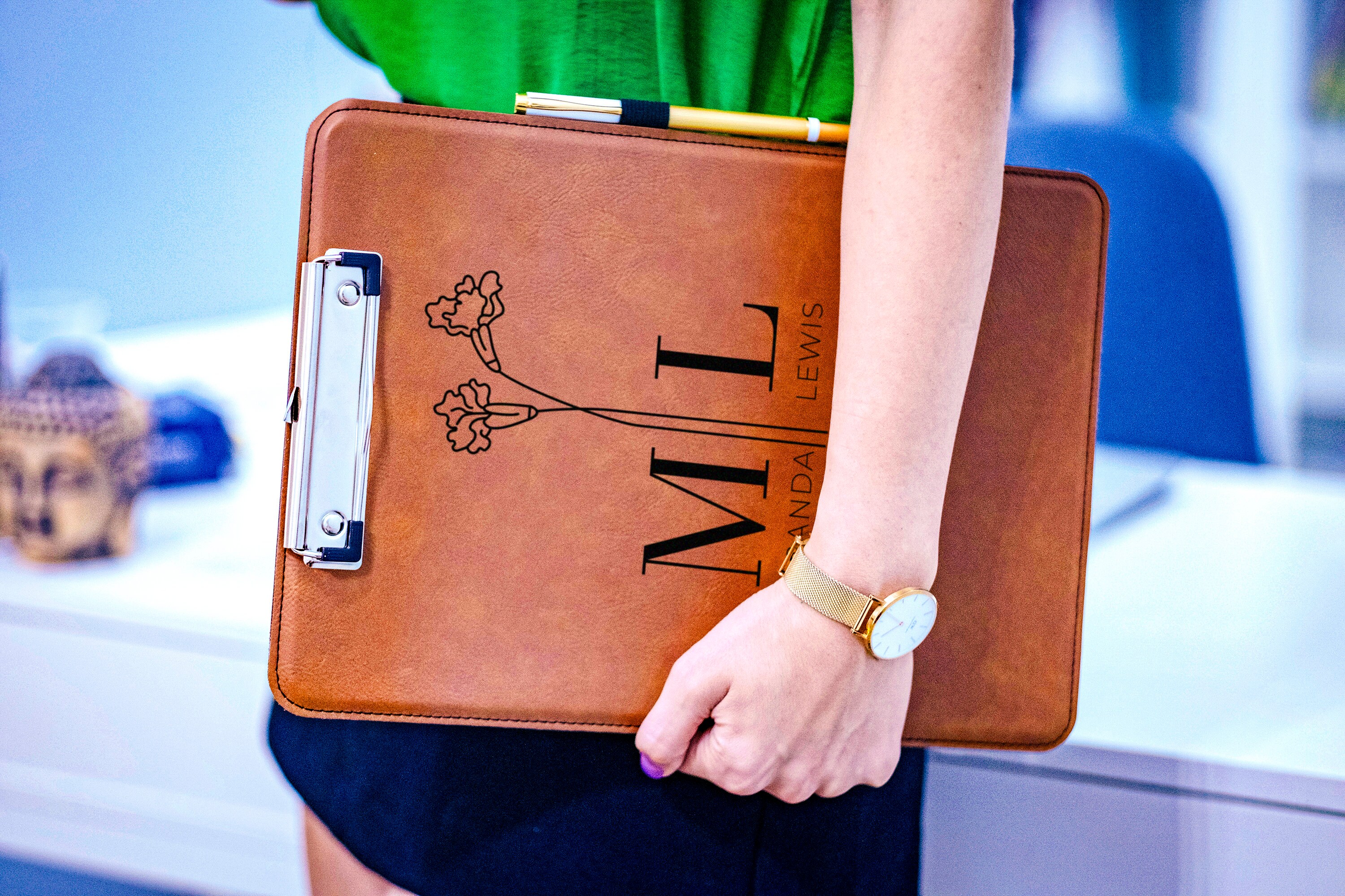 Custom Company Logo Clipboard, Engraving Leather Clipboard