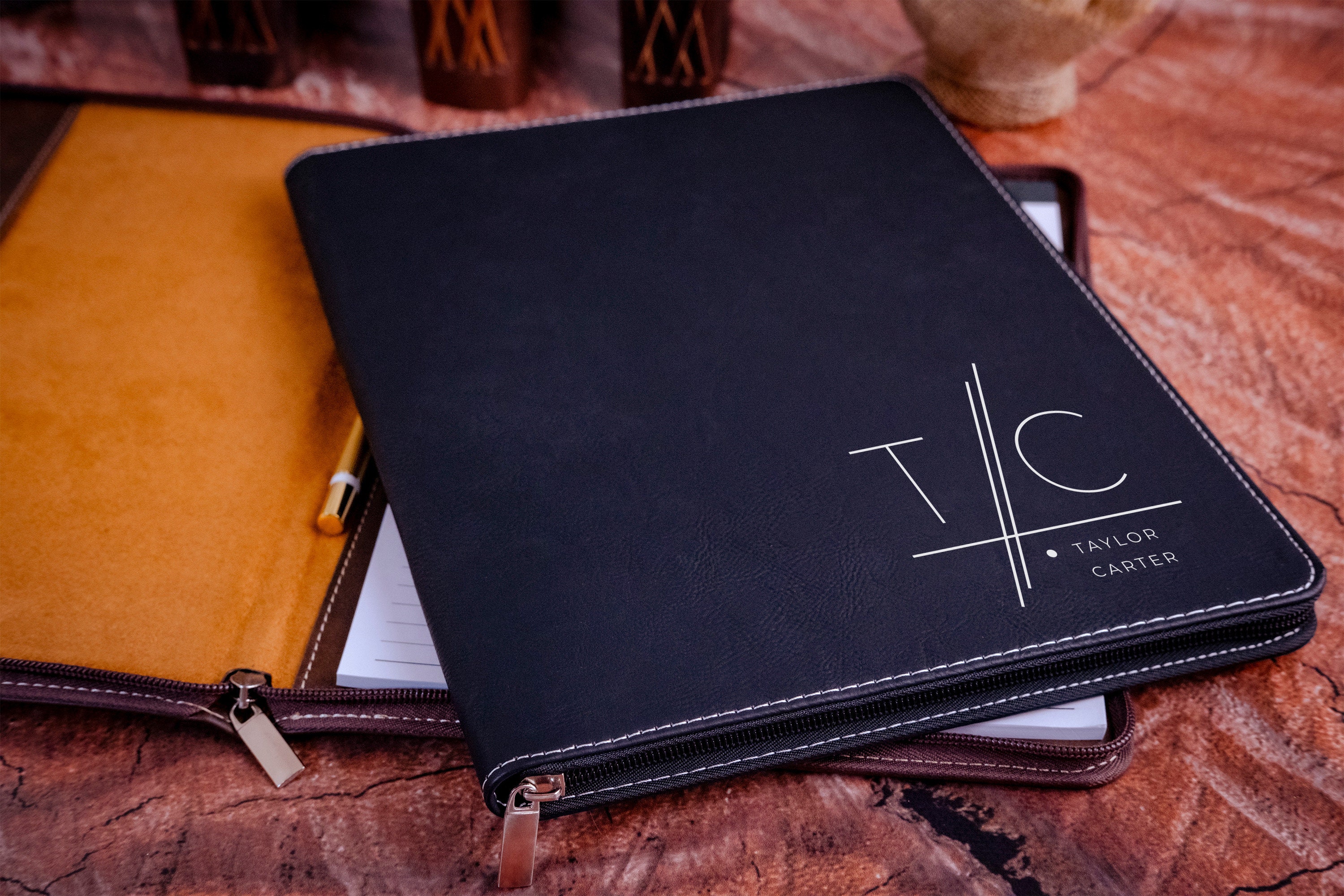 Personalized Zipper Portfolio, Refillable Portfolio, Custom Portfolio With Zipper, Custom Leather Portfolio, Portfolio With Zipper