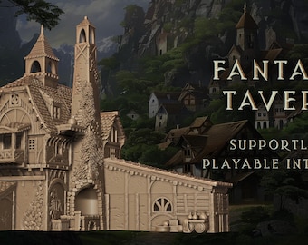Fantasy Tavern with playable interior for RPG & tabletop wargames