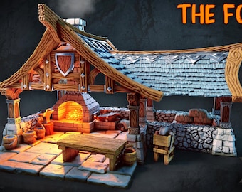 3D Printed Blacksmith Forge: Fantasy RPG Terrain Miniature