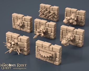 HeroQuest Trap Set: Terreno disperso para juegos de rol de mesa: Púas, fuego y más
