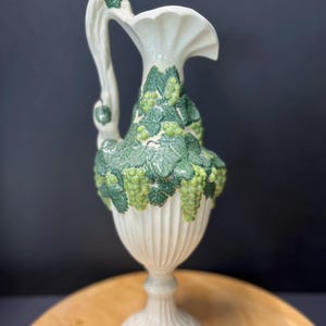 Vintage 1973 Signed Studio Cascading Green Grape Decanter