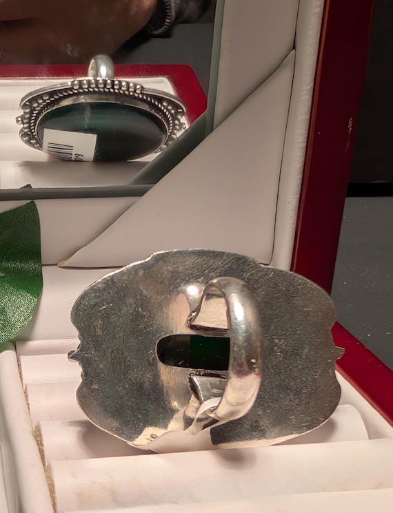 Extra Large Obsidian Ring German Silver Size 6 - image 2