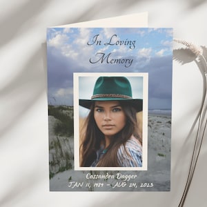 Editable Coastal Funeral Program Template, In Memory of Ocean Funeral Program, Coastal Funeral Pamphlet Template, Printable Funeral Program