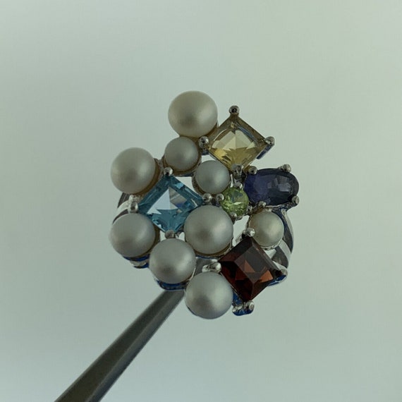 Designer Sterling Silver Mixed Gemstone Pearl Sta… - image 5