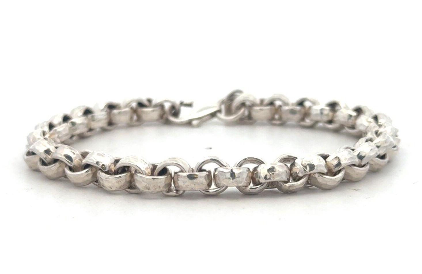 Designer .999 Fine Silver Hammered Textured Round Link