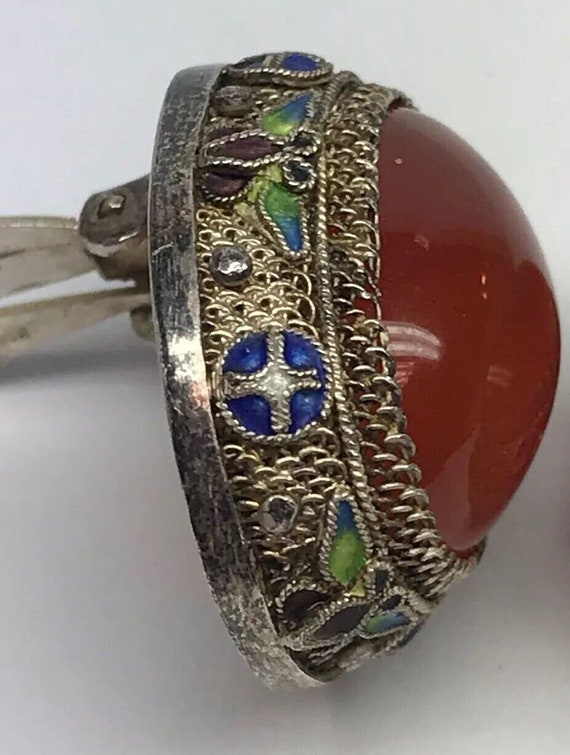 Vtg Artisan Sterling Silver Carnelian Cloisonne F… - image 6