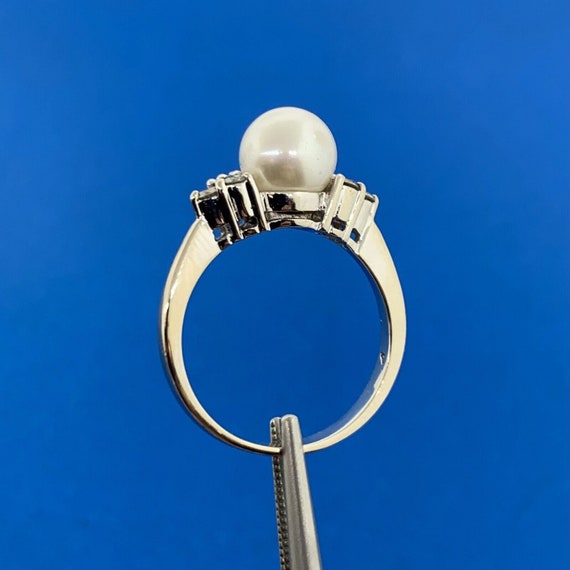 Designer 14K White Gold Pearl Solitaire Diamond A… - image 7